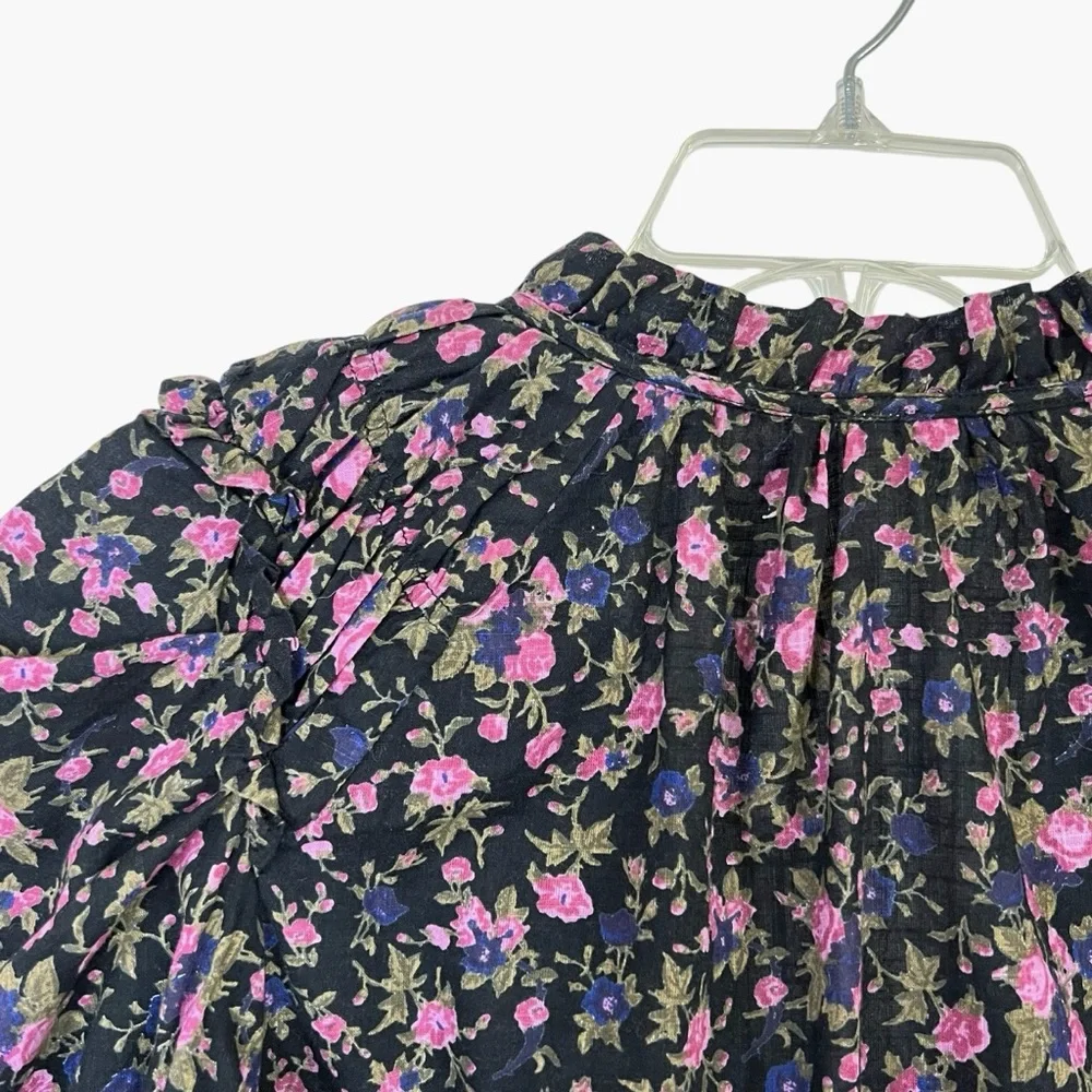 Free People Meant To Be Dark Floral Romantic Top S NWOT Black Ruffle Feminine